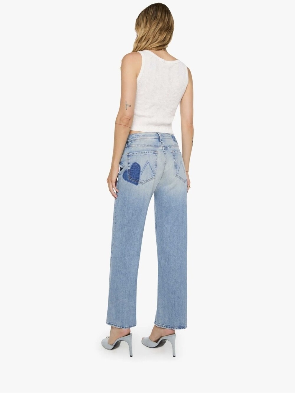 Mother: I Confess With Heart, Light Blue Women's Heart Patch Jeans - Picture 2 of 5